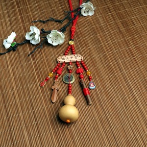 Pendentif en bois de pêche en forme de calebasse, décoration naturelle pour la maison, cadeau unisexe, 12 ans et plus - Product Image 4