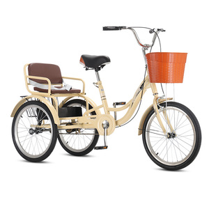 Tricycle à pédales pour adultes, cadre en acier haute teneur en carbone de 24 pouces, jantes en aluminium, capacité de charge de 160 kg, vélo tandem pour personnes âgées et familles - Product Image 1