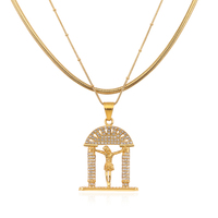 Haute qualité en acier inoxydable plaqué or 18 carats chrétien croyant pendentif collier bijoux jésus religieux pendentif collier