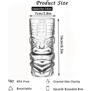 Verres à l'ancienne, verres à Cocktail, tasse en verre épais Tiki 14 oz - Product Image 2
