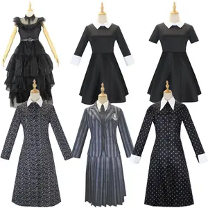 2023 kadın TV film çarşamba Addams elbise uzun kollu Cosplay parti kostüm çarşamba Addams kostüm kız yetişkin için