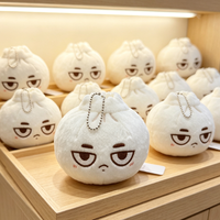 Porte-clés en peluche Grumpy Bun de 8 cm, jouet en peluche doux, pendentif personnalisé en forme de pain vapeur de dessin animé, breloque de sac, cadeau