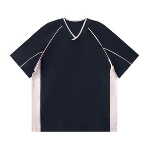 Camiseta de hombre de color de contraste con cuello en V-Look de dos tonos de moda con material ligero, ideal para el verano, ropa de calle - Product Image 4