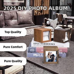 Album <span class=keywords><strong>photo</strong></span> personnalisé en bois avec cadre à feuillets, cadeau créatif DIY pour la Saint-Valentin, anniversaire, fête des mères, vente chaude, reliure - Product Image 2