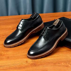Casual Formal Genuine Leather <b>Slip</b>-<b>On</b> Loafers Trendy Soft Breathable Comfortable Height-Increasing Dress Shoes for <b>Men</b> - Product Image 4