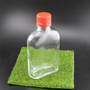 200ml l Empty <strong>Flat</strong> Wine Whiskey Flask Glass <strong>Bottle</strong> for Liquor Cold Brew Coffee Milk Tea Plastic anti-theft Lid - Product Image 3