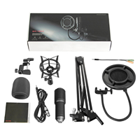 Microphone à condensateur USB filaire avec bras articulé réglable, directivité cardioïde, plage de fréquences 20Hz-20kHz, pour studio et réduction du bruit