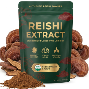 Extrait en poudre de complexe de champignons Reishi, Crinière de lion, Chaga, Cordyceps – Mélange d'ingrédients adaptogènes et nootropiques - Product Image 1