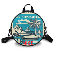 Sac à main rond en PU à motif Saipan personnalisé en gros, sac à bandoulière multi-usage pour femme, idéal pour les voyages, le marché, le shopping et les cadeaux personnalisés
