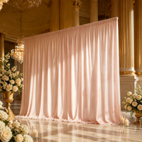 Rideaux de fond rose 3m x 3m en polyester et soie de lait pour décoration de scène événementielle, draperie de mariage avec passe-tiges - Vente en gros