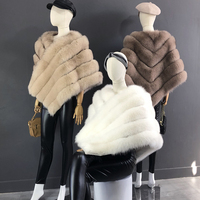 Cape en Vraie Fourrure pour Femme, Poncho Gilet Manteau Veste Tendance en Fourrure de Renard, Châle en Fourrure Naturelle, Cape Triangle pour Mariage Fête