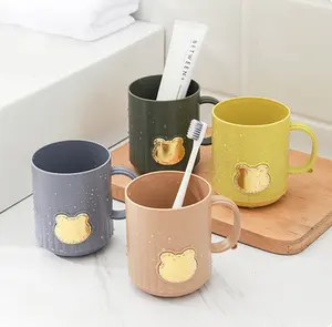 만화 작은 곰 구강 세척제 컵 창조적 인 플라스틱 어린이 칫솔 세척 컵 패션 간단한 양치질 컵