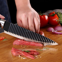 Ensemble de couteaux noirs avec éplucheur ensembles de 6 pièces pour la cuisine en acier inoxydable de qualité supérieure poignée ergonomique en grain de bois Super Sharp