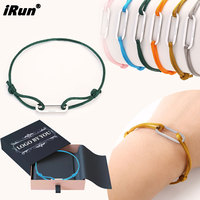 Chaîne de lacets en corde tressée personnalisable IRun, couleur réglable, motif géométrique ovale, bracelet en acier inoxydable