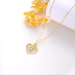 14K <b>Solid</b> <b>Gold</b> Heart Necklace for Women,Yellow <b>Gold</b> 0.55 Carat(CTTW) Moissanite Infinity Heart <b>Pendant</b> Necklaces Anniversary - Product Image 3