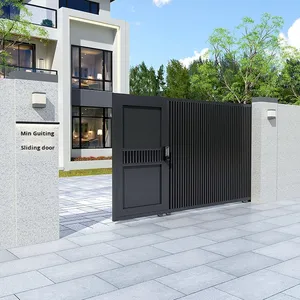 Porte coulissante et <span class=keywords><strong>portail</strong></span> en alliage d'aluminium <span class=keywords><strong>pour</strong></span> cour de villa - Contrôle manuel, design moderne, durable, pièces de rechange gratuites, conception de modèle 3D - Product Image 4