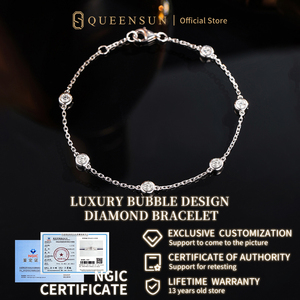 สร้อยข้อมือเพชรทรงกลม 18K ทองคำขาวประดับเพชรเลี้ยงในห้องปฏิบัติการ DE VS ดีไซน์หรูหรา เหมาะเป็นของขวัญวันเกิดหรือวันครบรอบสำหรับผู้หญิง - Product Image 4