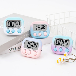 Cross Border Dopamine Gradient <b>Timer</b> Lcd Display 60 Min Countdown Kitchen Study Reminder Alarm Clock Easy Operation Square Shape - Product Image 2
