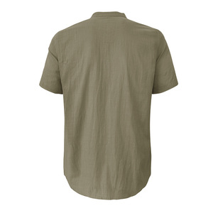 Camicia Hawaiana da Uomo Monopetto a Maniche Corte, Traspirante, con Colletto Rialzato, in Cotone-Lino, per <span class=keywords><strong>Vacanze</strong></span> Estive Giovanili - Product Image 3