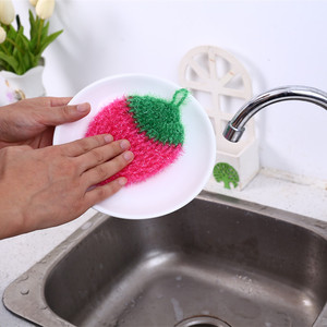 Tampon de lavage de vaisselle personnalisé fait à la main au crochet chiffon de nettoyage anti-rayures corée fruits serviette de cuisine épurateur de cuisine tampon à récurer - Product Image 2