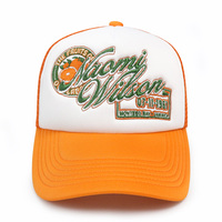 HN0001 Casquette de camionneur OEM de haute qualité avec logo brodé sur mesure Orange fluo Chapeaux en mousse avec logo brodé de haute qualité