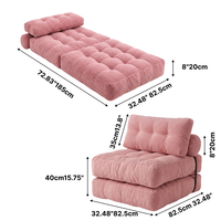 Canapé convertible carré en tissu à une place, compressé, avec revêtement en chenille, design capitonné, canapé sans structure en boîte pour appartement
