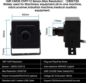 ELP 1MP HD 720P USB Camera Bên Ngoài Micro Mini Usb Webcam Cho Android Linux Windows ATM, KIOSK, <span class=keywords><strong>ROBOT</strong></span>, Máy Chơi Game Ảo - Product Image 4