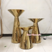 Support à fleurs en cristal doré personnalisable, grand modèle, en acier inoxydable, pour gâteau de mariage, décoration de table de haute qualité