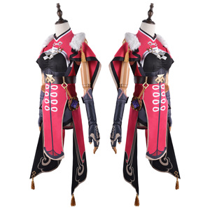 Costume de Cosplay <span class=keywords><strong>Beidou</strong></span> pour femme, vêtement rouge et noir, ensemble complet, cape de robe pour Halloween, 2020 - Product Image 4