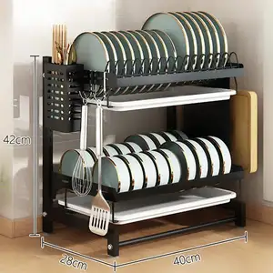 Tafelblad Keuken 3-Layer Plaat, Afdruiprek Rvs Plaat Rack Keuken Organizer Voor Thuis/