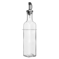 Distributeur d'huile d'olive en verre Marasca carré transparent 8oz 250ml 25cl avec bec verseur Cruet pour la cuisine de sauce soja vinaigre