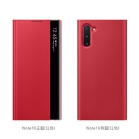 Étui de protection intelligent Note20 Ultra sans rabat avec fenêtre latérale pour répondre aux appels, en cuir, pour Samsung Note10+