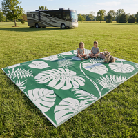 Vente directe usine : Tapis d'extérieur 100 % polypropylène, imperméable, pliable, pour camping-car, plage et camping, motifs feuilles, 5x7, 6x8, 8x10 pieds