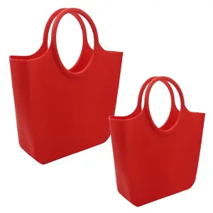 女性用シリコンショッピングバッグBPAフリー環境にやさしい耐久性のあるシリコンハンドバッグ