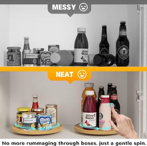 Non-Skid tre lười biếng <span class=keywords><strong>Susan</strong></span> cho nhà bếp xoay gia vị giá cho tủ bếp, gỗ bàn xoay cho nhà bếp Countertop tổ chức - Product Image 6