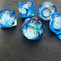 Dés en résine à bords vifs avec œil mobile, lot de 7 dés polyédriques pour D&D RPG, vente en gros