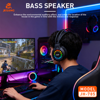 Headset Gaming Berkabel Over Ear, Headphone Gaming Lampu RGB Pelangi dengan Mikrofon Omnidirectional untuk PC, Notebook