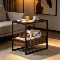Tables de chevet en noyer avec station de charge, tables d'appoint, petites tables de chevet pour chambre à coucher