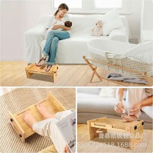 Solid Wood Adjustable Footstool With Massage Rollers Wooden Footrest For Home Desk And Kids Height Increasing <b>Stool</b> - Product Image 1