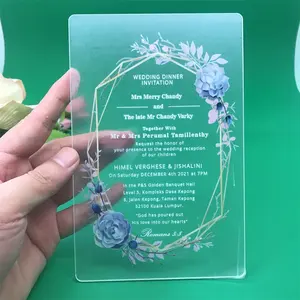 Wholesale Acrylic Card Invitation Transparent Background Luxury Invitation Card Muslim Wedding Invitation Card