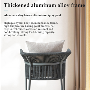 à manger parisiens français Garden Cafe Ensemble de chaises de table de bistro en aluminium avec corde pour patio extérieur - Product Image 3