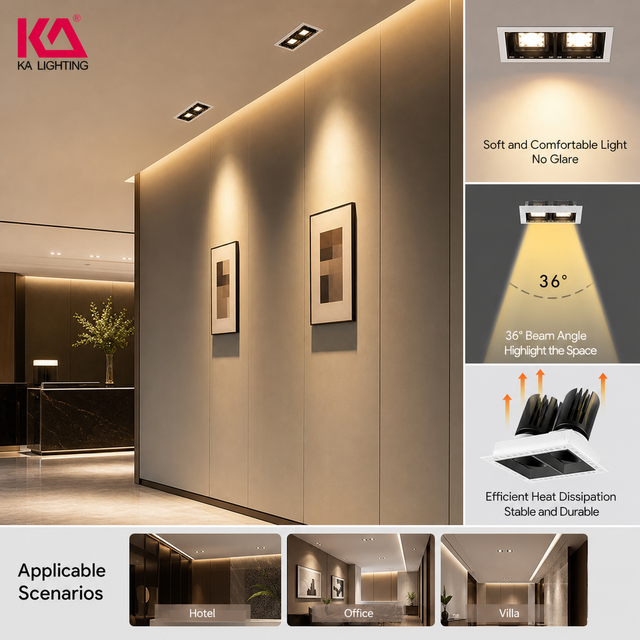 Spotlight Trimless Adjustable Square Anti Glare Cob Cri>90 Indoor Ceiling Light 48w Recessed Led Accent Lighting Downlight