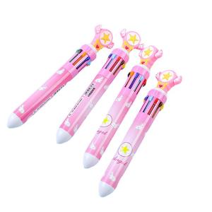 Promotional <b>Multicolor</b> Ball Point <b>Pen</b> 10 Colors in 1 with Animal Cartoon Figure Top 0.7 Mm Plastic <b>Pen</b> Blue & Black Ink - Product Image 5