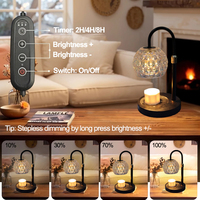 Lampe chauffe-bougie électrique à hauteur réglable avec couvercle en verre texturé à bulles, lampe à cire aromatique, lampe chauffante décorative pour bougies parfumées