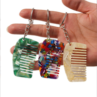Peigne démêlant à dents larges en acétate blanc, mini, avec logo personnalisé, motif marbré, mignon, avec poignée, accessoires porte-clés, vente en gros