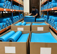 Rouleau de protection de sol auto-adhésif bleu, imperméable et antidérapant, pour la rénovation intérieure et les escaliers