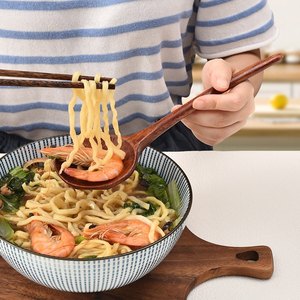 Cuillère à soupe en bois japonaise Ajisen <span class=keywords><strong>Lamian</strong></span> Noodles, cuillère à riz à long manche, personnalisation d'usine - Product Image 5