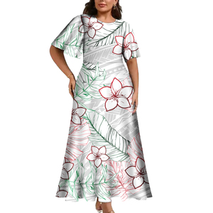 Venta al por mayor de encargo de la gente grande Maxi vestidos de impresión de la Polinesia Samoana tatuaje Tribal patrón de diseño elegante vestido Casual - Product Image 5