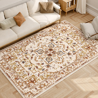 Tapis de table basse rectangulaire géométrique moderne de style américain personnalisé de 10 mm, fabriqué à la machine, lavable en machine, salon complet