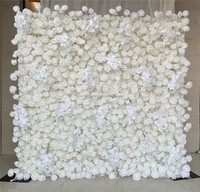 A63 Luxe 3D 5D 8 * 8ft Roll up Faux Floral Toile de Fond Fleur Panneau Mural Rose Fleur de Soie Artificielle Mur pour la Décoration de Mariage